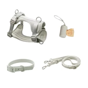 All-in-One Pet Collar and Leash with Built-in Poop Bag Storage