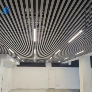 Premium Acoustic Metal Baffle Ceiling System with Wood Grain Finish