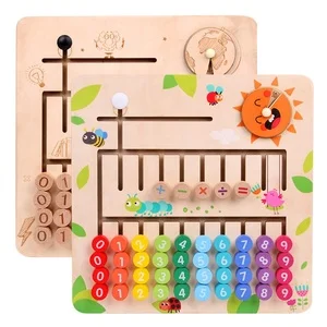 Montessori Wooden Colorful Math Calculation Maze Board Primary School Children Cognitive Teaching Aids Toy Mathematical Skills