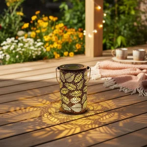 Vintage Hollow Out Metal Solar Garden Lantern Waterproof Hanging Outdoor Light for Patio, Yard and Porch Decor with IP65
