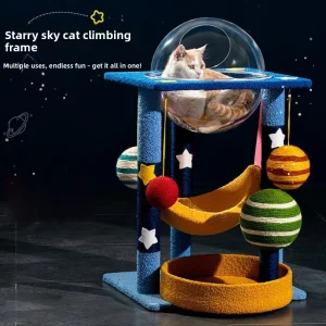 Cat Tree Pet Toy Scratch-Resistant Sisal Self-Amusement Cute Style Wear-Resistant Space Capsule Cat Bed Cat Scratching Post Pet
