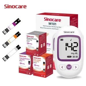 Sinocare Diabetes Self Test Digital Smart Blood Sugar Glucose Meter Total Cholesterol Hemoglobin Uric Acid Multi-Monitor