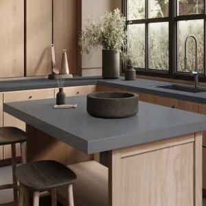 Caesar Black Modern Artificial Sintered Stone Kitchen Countertops Dining Vanity Top Flooring Wall for Hospital 3D Model Design outdoor Countertop