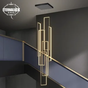 New Arrival Long Rectangle Indoor Home Villa Staircase Bar Hotel Dining Room Acrylic Modern Chandelier Led Pendant Lights