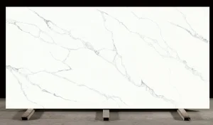 Engineering polished black/white/beige/grey/gold FBM-6207 Calacatta Rocky quartz stone for interiors/indoor slabs/kitchen/bathroom/vanity/table countertops