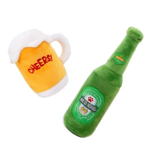 High Quality Custom Pet Dog Toys Products 2026 New Luxury Durable Plush Squeaky Beer Interactive Pet Dog Chew Toys for Dogs