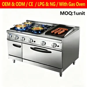 Commercial Restaurant Kitchen Catering Equipment Stainless Steel 4 burner