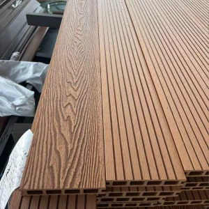 140X25mm Hollow WPC Decking Brushed Surface Waterproof for Commercial Project