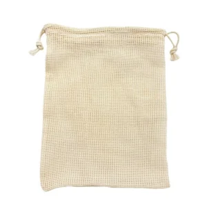 Custom Logo Reusable Recyclable Organic Cotton Mesh Bag Drawstring Packaging Favors for Soap Fruit Vegetable