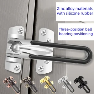 Zinc Alloy Anti-Theft Clasp Deduction with Silicone Rubber for Hotel Safety Door Hardware Security Chain Door
