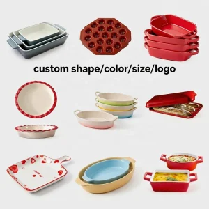 Factory Price White Porcelain Ceramic Bakeware Set Kitchen Rectangle Food Casseroles Baking Tray Pan For Baking Dishes &amp; Pans