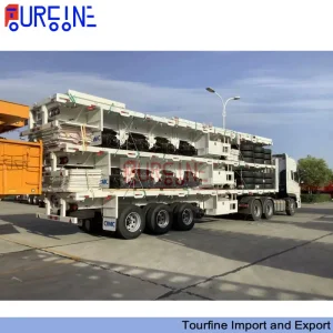 Van/Box/Side Wall/Fence/Stake Truck Semi Trailer for Animal/Livestock/Beer Transport 4 Axle Container Trailer with Removable Side Wall