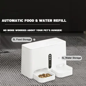 Dual Purpose Food Water 5L Capacity Automatic Smart Pet Feeder