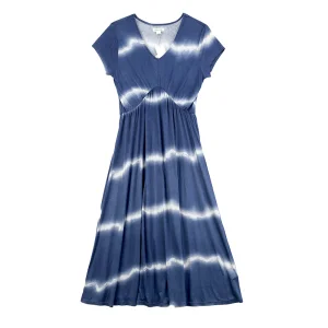 China Women's full print Imitation tie-dye viscose long dress