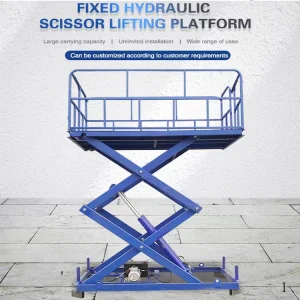 2ton Heavy Stationary Fixed Hydraulic Electric Scissor Lifting Table Transport Lift Platform with Guardrail