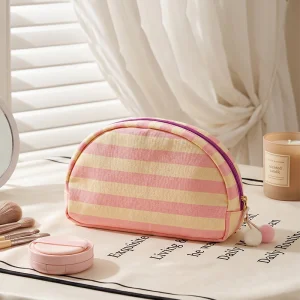 OEM Waterproof PVC Cosmetic Tote Bag Set Striped Gift Bag for Beauty Brands with Zipper
