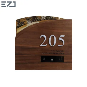 Ezd Custom Brass Relief Do Not Disturb Walnut Wood Hotel Number Signages