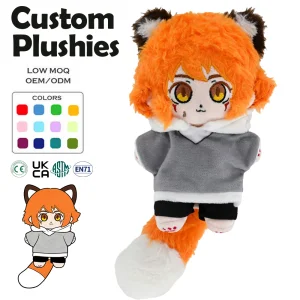 Custom Cartoon Soft Toy Doll Furry Plush Personalized Anime Fox Character with Removable Clothes