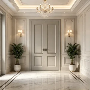 Modern Luxury Solid Wood Composite Interior Door Custom Design Flush Wood Door for Bedroom Hotel Project Wholesale