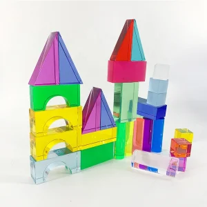 Montessori Educational Creative Toys Factory Custom Attractive Gemstone Color Acrylic Building Block Game Set for Children