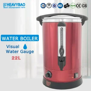 Heavybao Bright Red Electric Water Boiler with Stainless Steel Lid
