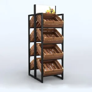 2026 Grossandel Supermarket Wooden Fruit and Vegetable Display Board Supermarket Shelves