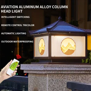 Solar Powered Courtyard Column Head Lamp, Villa Gate Column Decorative Lighting