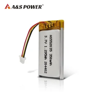 552035 Lithium Polymer Battery 3.7V 350mAh Rechargeable Battery for Bluetooth Earphone, Lipo Battery with UL/CB/CE/Un38.3 Certifications