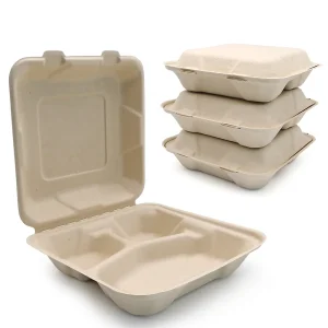 Eco Friendly Custom Sugarcane Bagasse Biodegradable Food Packaging Go Boxes Materials for Restaurant