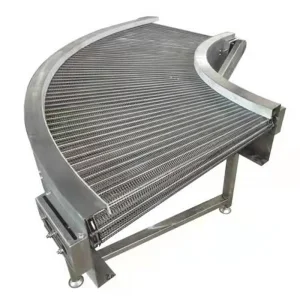 Food Grade Customized 45/90/180 Degree Curved Balanced Weave Double Spiral Wire Mesh Belt Turning Conveyor