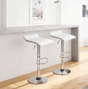 Fashionable Adjustable Rotating High Bar Stool with Stainless Chrome Base Leather Gaslift for Home Bar and Dining