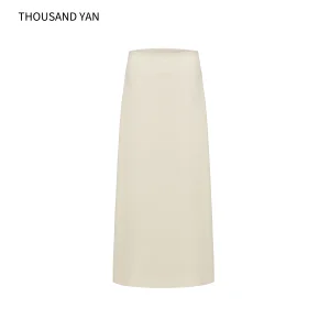 Premium Triacetate Blend High Waisted Midi Skirt