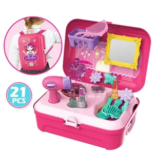 Wholesale Schoolbog Beauty Dresser Toy Pretend Play Fashion Present Girl Toy Makeups Set for Kids