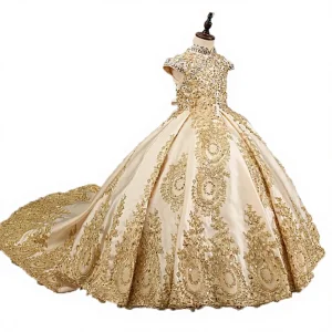 ML024 Anti-static Cross-Border Retro Court Princess Dress Birthday Performance Ball Flower Girl Wedding Gown