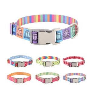 Pet Supplies Factory Design Wholesale Pet Collar with Cute Printing Pattern Floral Collar Pet Necklace Adjustable No Pull OEM ODM Dog Collar