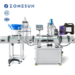 ZONESUN ZS-XG440H Automatic Jerry Can F-style Gallon Bottle Cap Screw Capping Machine With Cap Feeder