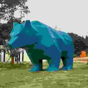 Outdoor Large Geometric Fiberglass Animal Statue Modern Geometric Bear Sculpture Statue