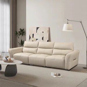 European Modern Minimalist Living Room Electric Recliner Leather Sofa Set