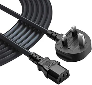 Uk Power Cable Kettle Lead, 13a Fused Uk Plug Bs 1363 to Right Angle Iec C13 Laptop Charger Cable Heavy Duty 16awg 1.0mm2
