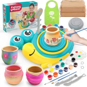 Kids Electric Pottery Wheel Machine Snail Shaped DIY Pottery Making Kit