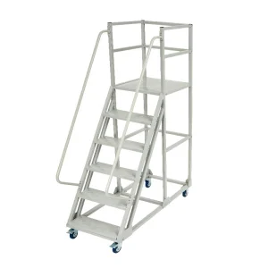 Mobile Safety Step with Handrail Customizable Rolling Ladder for Warehouse Ladder