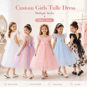 Flower Girl Tulle Dress Girls Lace Dress Wedding Ball Gown Champagne Lace Factory Direct Wholesale OEM ODM Factory