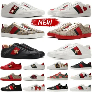 Zapatos Casual de Lujo Diseñador Bee Ace para Hombres y Mujeres, Dibujos Animados de Abejas, Tigres, Flores, Cuero Genuino, Bordado de Serpiente, Rayas, Plataforma Clásica de Moda para Hombres