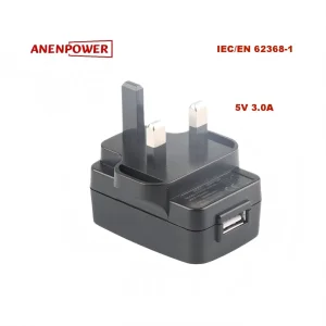 UK Plug 5V 3A Power Supply - 15W Max, IEC/En 62368-1 Certified, Ukca Approved