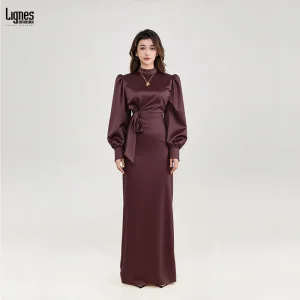 Satin Muslim Abaya Dress