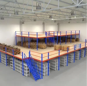 Customized 2-Tier Heavy-Duty Iron Attic Mezzanine Rack for Industrial Warehouse Storage Powder Coating Finish for Pallet Racking