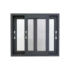 Ventana deslizante de aluminio premium con malla para mosquitos en marco negro