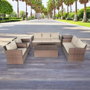 7 Seat Patio Furniture Set Rattan Sofa