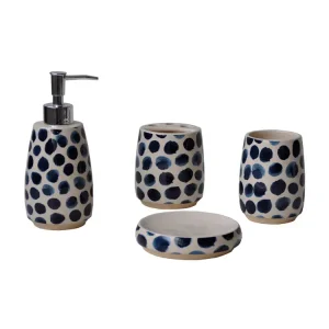 Cheap Artistic Hand - Painted Blue - White Polka Dot Ceramic Bathroom Accessory Set Company, Companies