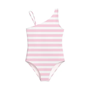 Maiô assimétrico listrado para meninas para dias de piscina estilosos no verão